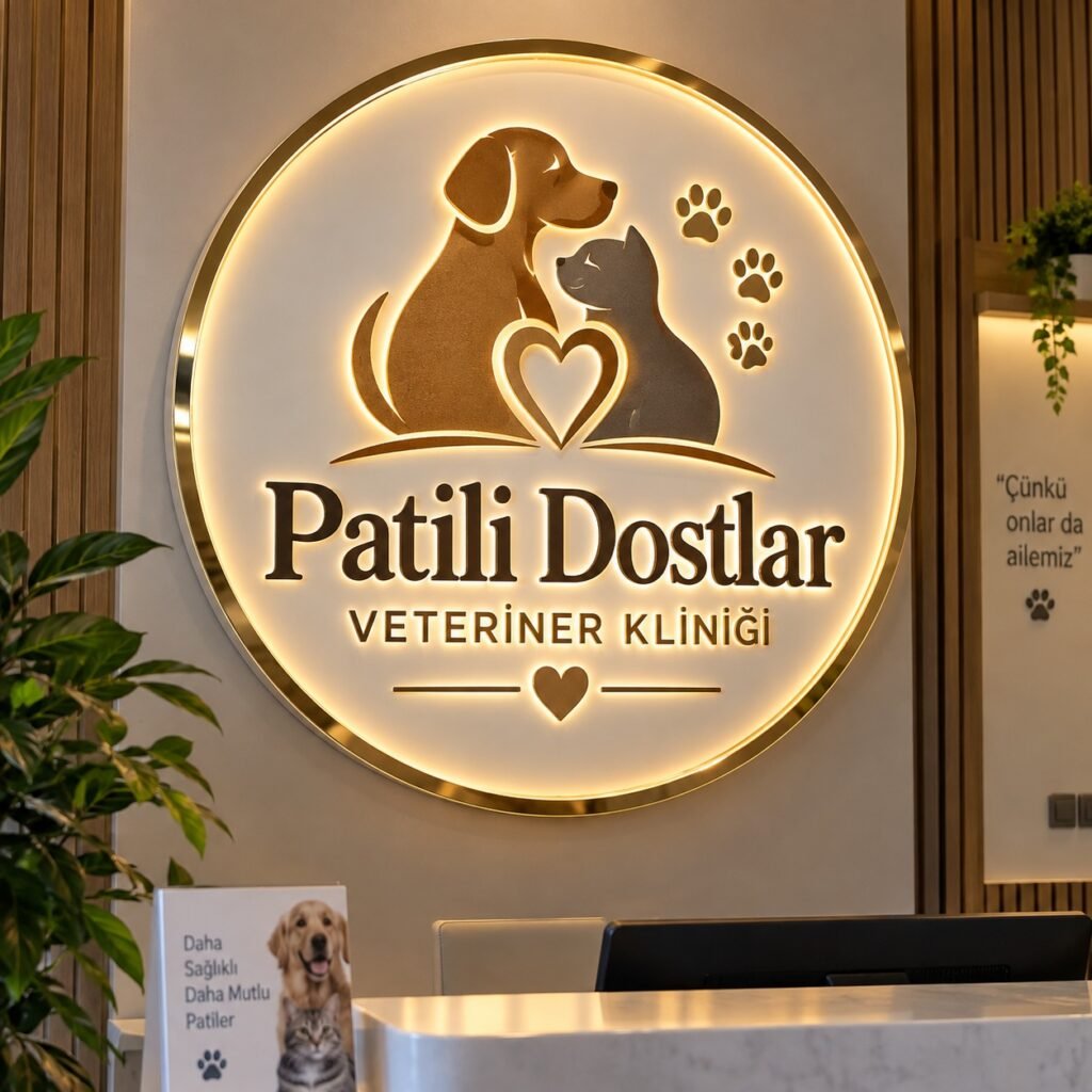 🐾 Veteriner Klinikleri İçin Şık İç Mekân Tabelası Veteriner kliniği, hayvan hastanesi, pet sağlık merkezi ve