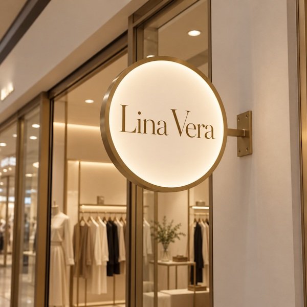 ✨ Butik ve Mağazalar İçin Yuvarlak Işıklı Askılı Tabela Mağazanızın girişinde şık, sade ve dikkat çekici