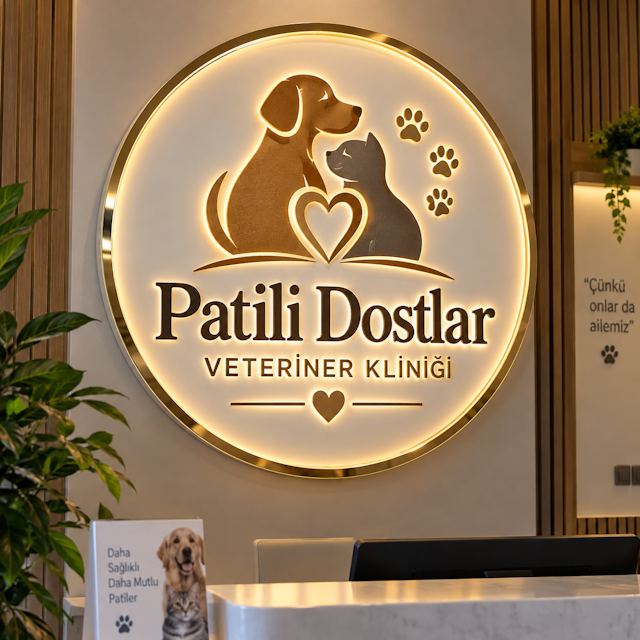 Veteriner kliniği için tasarlanmış modern ve dayanıklı tabela